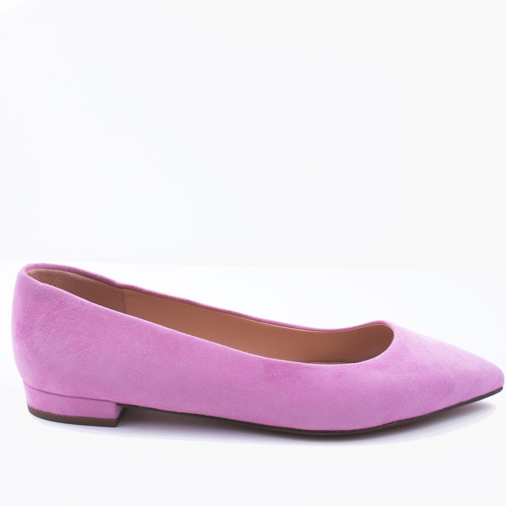 New JCREW Pointed-toe flats suede Sundrench Peony - Picture 2 of 4